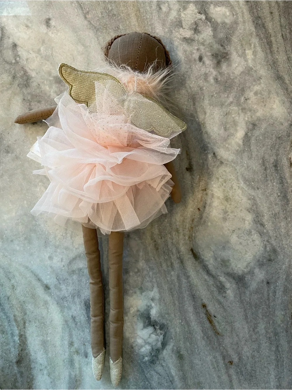 Mon Ami Plush Fairy Doll Pink Tulle Dress Gold Wings Soft Rag Doll EUC
